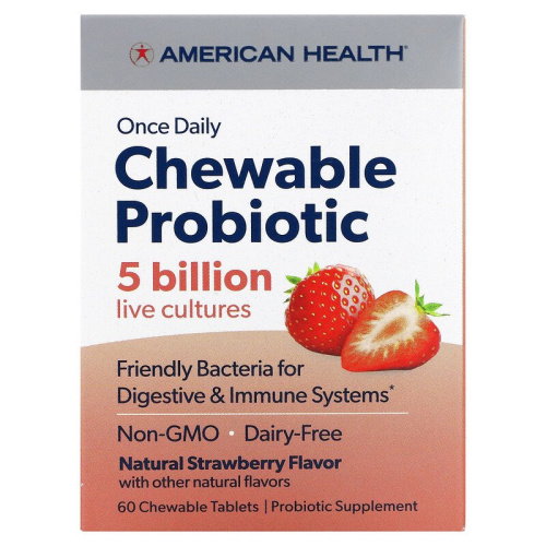 Chewable Probiotic 5 Billion (Жевательные Пробиотики) 60 таблеток (American Health)