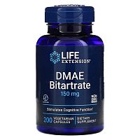 DMAE Bitartrate 150 мг (Диметиламиноэтанол битартрат) 200 вег капсул (Life Extension)
