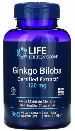 Ginkgo Biloba 120 mg Certified Extract (Экстракт Гинкго Билоба 120 мг) 365 вег капс (Life Extension)