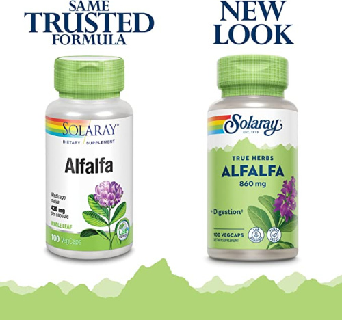 Alfalfa 860 mg per strving (Люцерна 860 мг в порции) 100 вег капсул (Solaray) фото 3