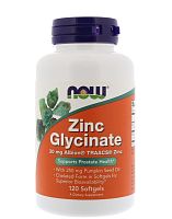 Zinc Glycinate 30 мг(Глицинат цинка) 120 мягких капсул (Now Foods)