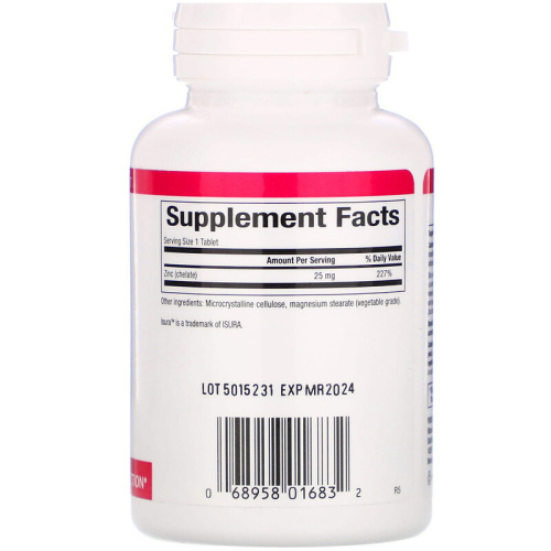 Zinc Chelate 25 mg (Хелатный цинк 25) мг 90 таблеток (Natural Factors) фото 2