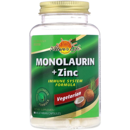 Nature's Life Monolaurin + Zinc (Монолаурин и цинк) 90 капсул