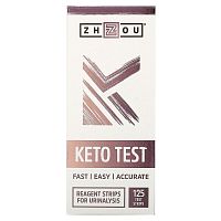 Kето тест 125 тест-полосок (Zhou Nutrition) срок 14.01.2022