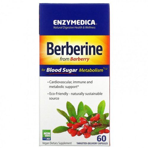 Berberine (берберин для метаболизма сахара в крови) 60 капсул целенаправленного действ. (Enzymedica)