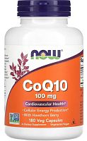 CoQ10 100 мг With Hawthorn Berry (Коэнзим Q10 с ягодами боярышника) 180 вег капсул (Now Foods)