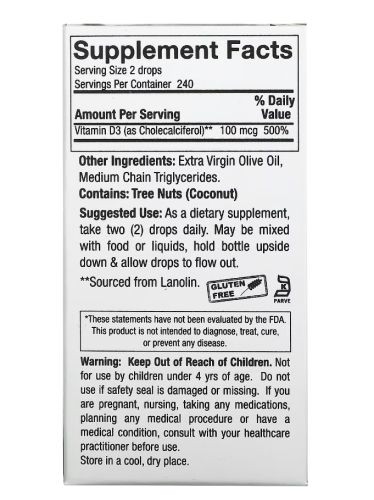 Vitamin D-3 Drops 4000 IU (Витамин Д-3 100 мкг) 15 мл (Nature's Answer) фото 4