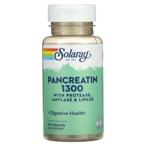 Pancreatin 1300 with Protease, Amilase & Lipase (Панкреатин) 90 вег капсул (Solaray) фото 3