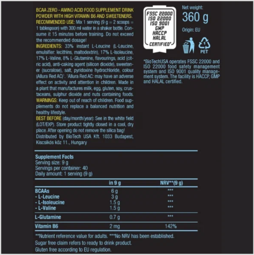 BCAA Zero 360 г (BioTech) фото 2