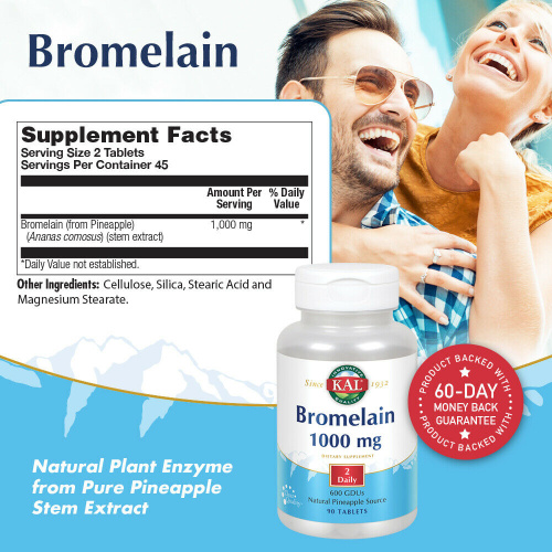 Bromelain 1000 мг (Бромелаин) 90 таблеток (KAL) фото 2