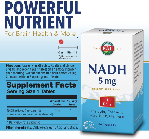 NADH 5 мг (НАДХ) 60 таблеток (KAL) фото 2