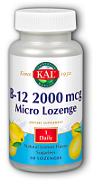 B-12 2000 мкг Micro Lozenge (Цианокобаламин) 100 леденцов (KAL) лимон