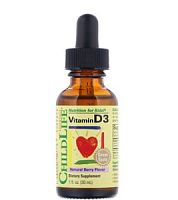 Жидкий витамин D-3 для детей 500 IU 30 мл вкус натуральных ягод (ChildLife)