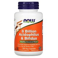 8 Billion Acidophilus & Bifidus (Ацидофильные и Бифидобактерии) 120 вег капс (Now Foods)