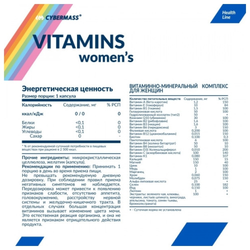Vitamins women’s (Витамины для женщин) 90 капсул (CYBERMASS) фото 2