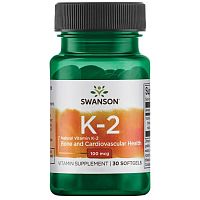 Vitamin K2 (MK-7) 100 mcg Витамин К2 (МК-7) 100 мкг 30 мягких капсул (Swanson)