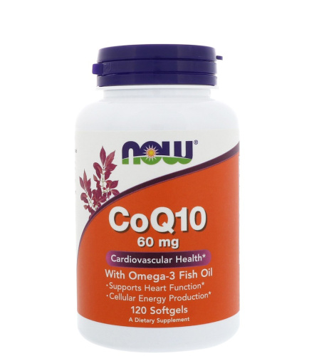 CoQ10 60 mg Omega-3 Fish Oil 120 капсул (Now Foods)