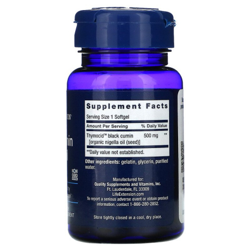 Black Cumin Seed Oil 500 мг (Масло семян черного тмина) 60 мягких капсул (Life Extension) фото 2