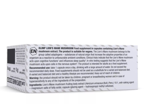 Lion's Mane Mushroom 500 mg (Гриб Львиная Грива(ежовик гребенчатый)) 60 капсул (Olimp) фото 6