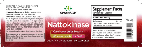 Nattokinase 100 mg (Наттокиназа 100 мг) 30 вег капсул (Swanson) фото 2