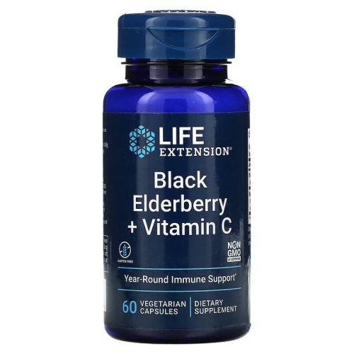 Black Elderberry + Vitamin C (Черная Бузина с Витамином C) 60 вег капсул (Life Extension)