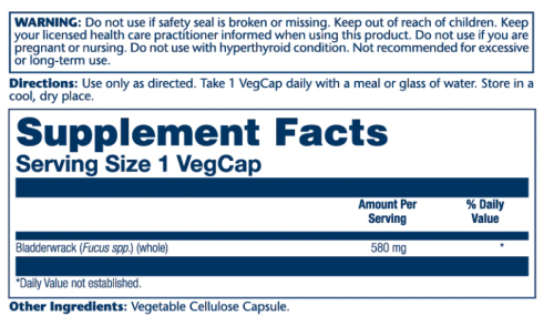 Bladderwrack 580 mg (Ламинария 580 мг) 100 вег капсул (Solaray) фото 2