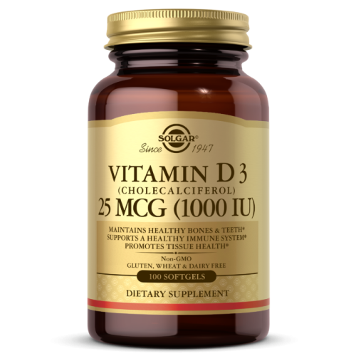 Vitamin D3 (Витамин Д3) 25 мкг (1000 IU) 100 мягких капсул (Solgar)