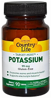 Potassium 99 мг (Калий) 90 таблеток (Country Life)