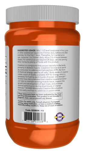 Micronized Creatine Monohydrate 500 g (Креатин Моногидрат 500 г) (Now Foods) фото 3