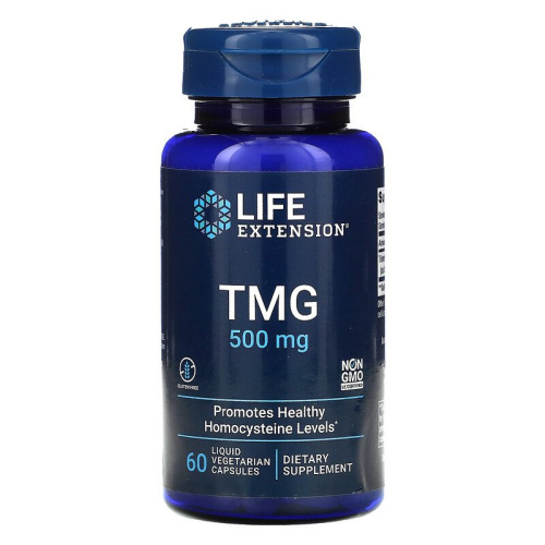 TMG 500 мг (Триметилглицин) 60 жидких вегетарианских капсул (Life Extension)