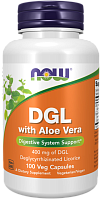 DGL with Aloe Vera (Деглицирризат Корня Солодки с Алоэ Вера) 100 вег капсул (Now Foods)