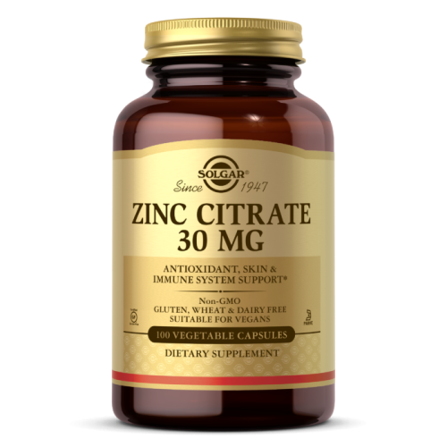 Zinc Citrate 30 мг (Цитрат Цинка) 100 вегетарианских капсул (Solgar)
