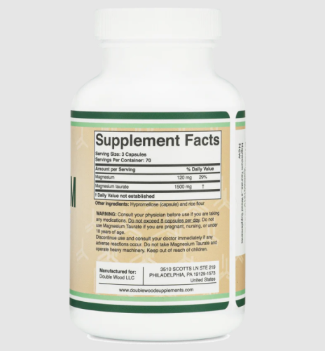 Magnesium Taurate 1500 мг 210 капсул (Double Wood) фото 2