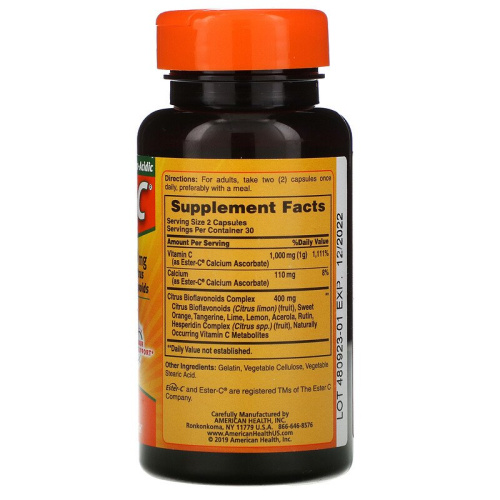 Vitamin C Ester-C with Citrus Bioflavonoids 500 мг 60 капсул (American Health) фото 2