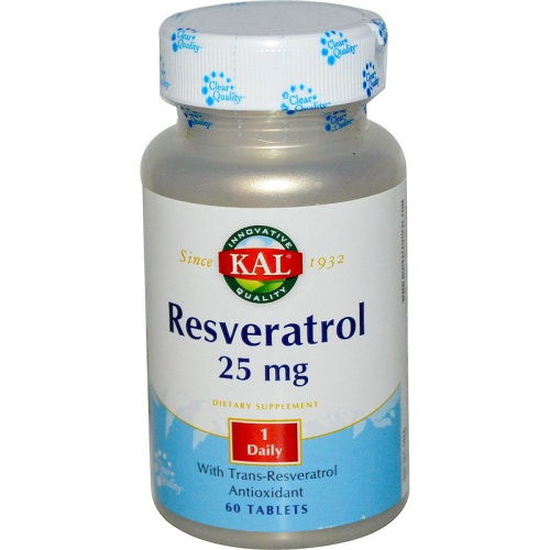 Resveratrol 25 мг (Ресвератрол) 60 таблеток (KAL)