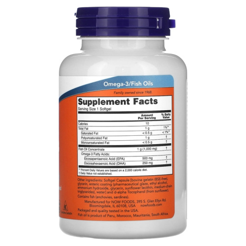Ultra Omega-3 500 EPA / 250 DHA 90 капсул (Now Foods) фото 2
