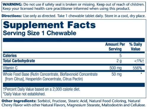 Vitamin C 500 mg Chewables (Жевательный Витамин C 500 мг) 100 таблеток (Solaray) фото 2