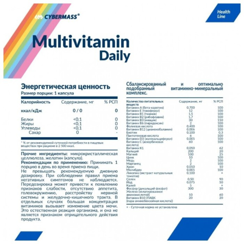Multivitamin Daily 90 капсул (CYBERMASS) фото 2