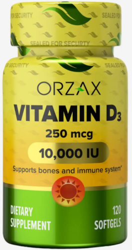 Vitamin D3 (Витамин D3) 250 мкг 10000 IU 120 капсул (Orzax)