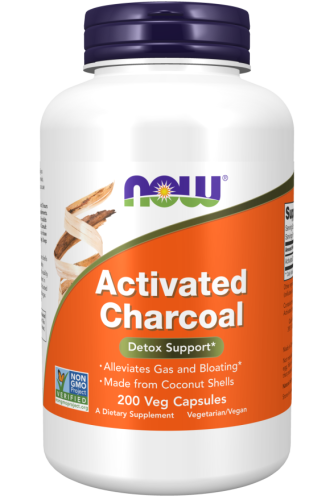 Activated Charcoal 560 мг (Активированный уголь) 200 вег капс (Now Foods)_