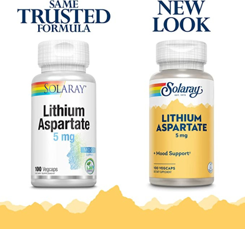 Lithium Aspartate 5 mg (Литий Аспартат 5 мг) 100 вег капсул (Solaray) фото 3