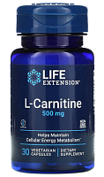 L-Carnitine 500 мг (Срок 02.2025)(L-Карнитин) 30 вег капс (Life Extension)
