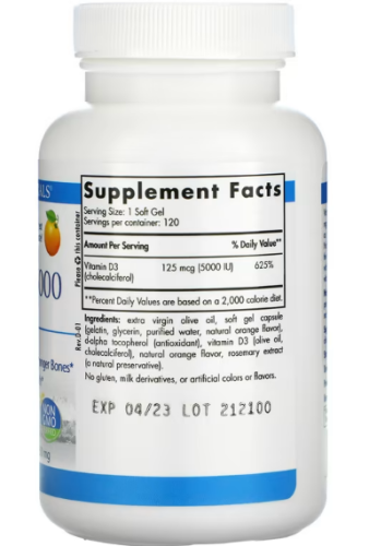 Vitamin D3 5000 (Витамин D3) 5000 апельсин 5000 МЕ 120 гелевых капсул (Nordic Naturals) фото 2
