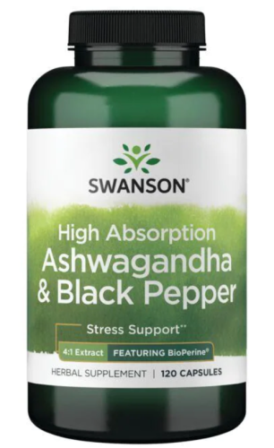 Ashwagandha & Black Pepper (Ашваганда и Черный перец) 120 капсул (Swanson)