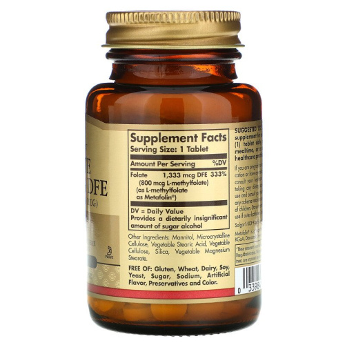 Folate 1,333 mcg DFE (Metafolin 800 mcg) 100 таблеток (Solgar) фото 2