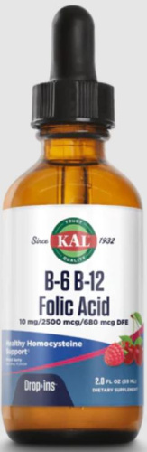 B-6 B-12 Folic Acid 2.0 FL OZ (Б-6 Б-12 Фолиевая кислота) 59 мл (KAL)