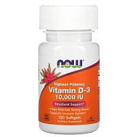 Vitamin D-3 10000 IU (Витамин Д-3 250 мкг) 120 капсул (Now Foods)