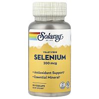 Selenium 200 mcg Yeast-Free (Селен 200 мкг Бездрожжевой) 90 капсул (Solaray)_