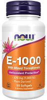 Vitamin E-1000 Mixed Tocopherols (Витамин Е смешанные токоферолы) 50 капсул (Now Foods)
