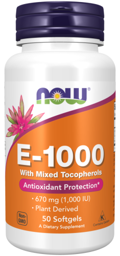 Vitamin E-1000 Mixed Tocopherols (Витамин Е смешанные токоферолы) 50 капсул (Now Foods)